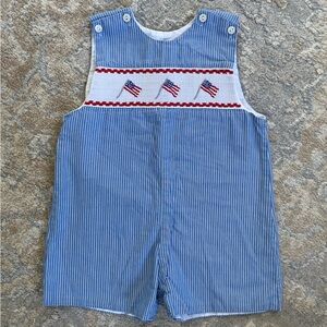 Anavini Flag Smocked striped shorts romper, size 18M